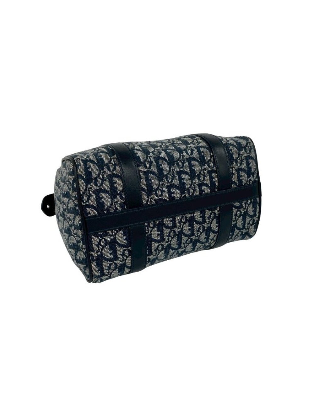 ★SOLD★ Dior Trotter Pattern Canvas Leather Mini Boston Bag Navy - Picture 7 of 10